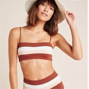L*Space Womens Size XS Rebel Stripe Bandeau Bikini Top Womens